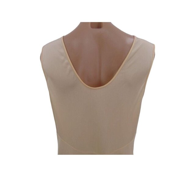 JC Penney Vintage Nylon Nightgown M Blush Beige Embroidered Gathered Bust 70s - Picture 6 of 12